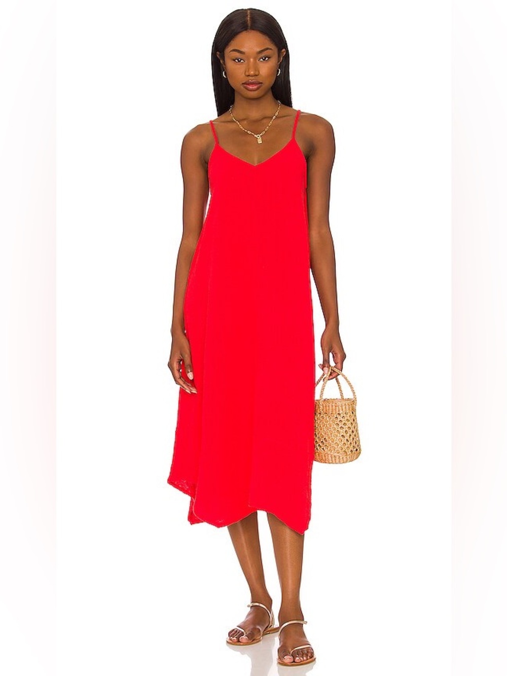 NWT Bobi Beach Gauze Midi Dress in Lipstick